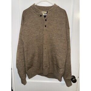 Cabela's Mens Size XL Tan Wool Windstopper Lined Elbow Patch Long Sleeve